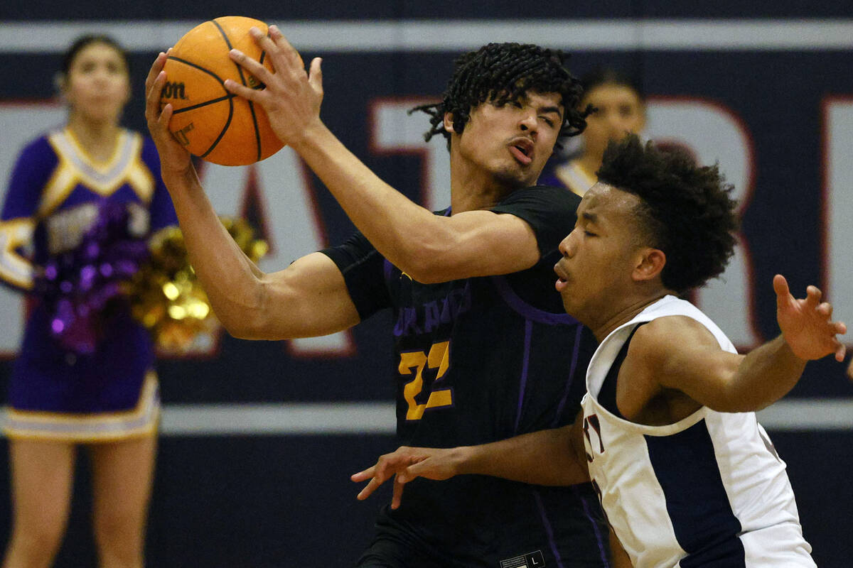 during the second half of the NIAA Class 5A Southern League boys basketball final at Liberty Hi ...