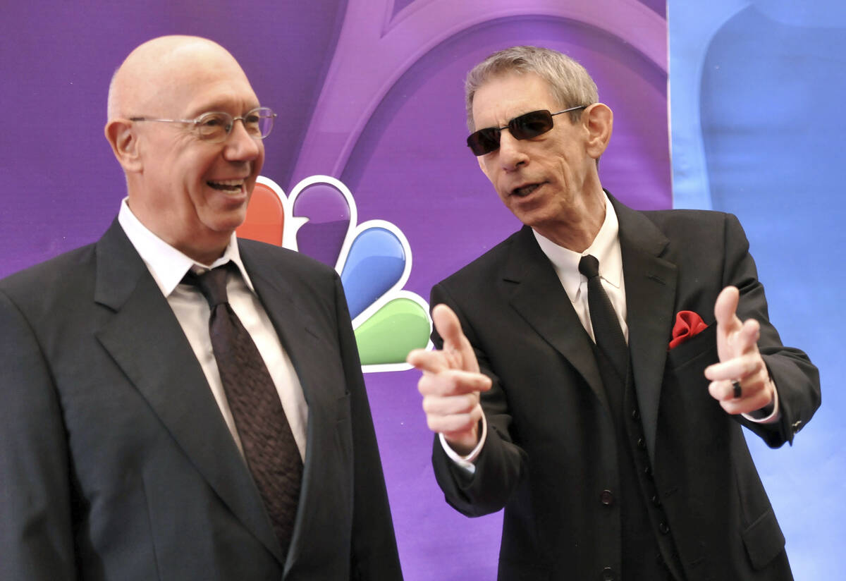 Actors Dann Florek, left, and Richard Belzer from "Law & Order: SVU" attend the NBC Network 201 ...