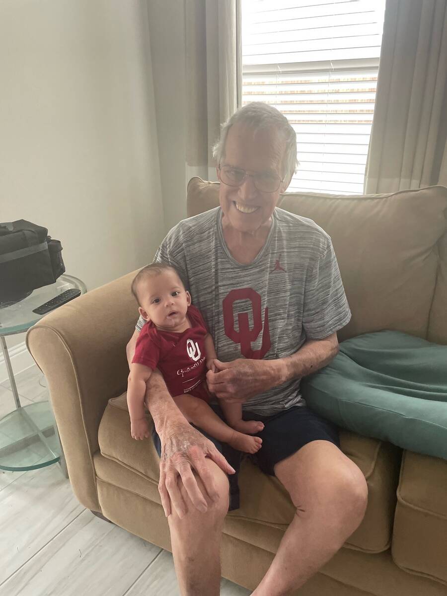 Richard Thurlow, former owner of the Pahrump Valley Times newspaper, with his granddaughter Sop ...