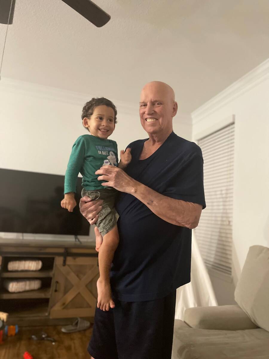 Richard Thurlow, former owner of the Pahrump Valley Times newspaper, with his grandson Luke Ric ...