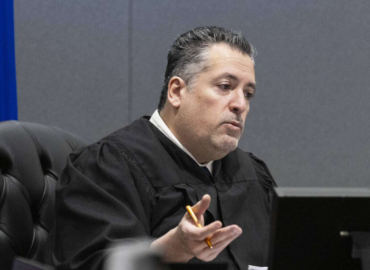 Justice of the Peace Joe Bonaventure presides over ex-Raiders wide receiver Henry Ruggs' hearin ...