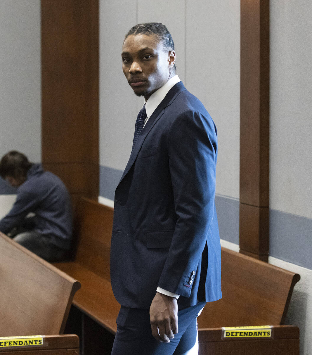 Ex-Raiders wide receiver Henry Ruggs, enters the courtroom for a hearing at the Regional Justic ...
