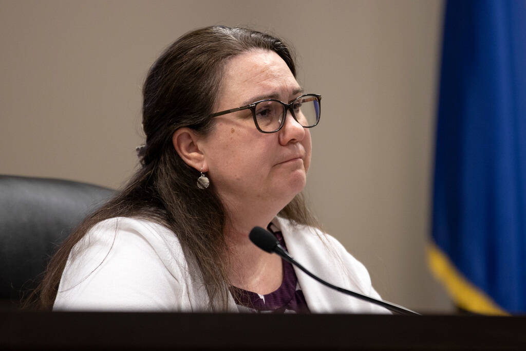 Public Utilities Commission of Nevada Tammy Cordova listens to public comment during a consumer ...