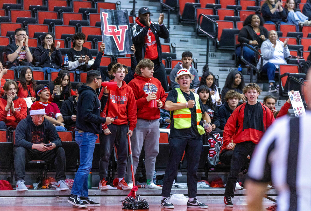 Las Vegas fans are pumped up as their team dominates Arbor View during the first half of their ...