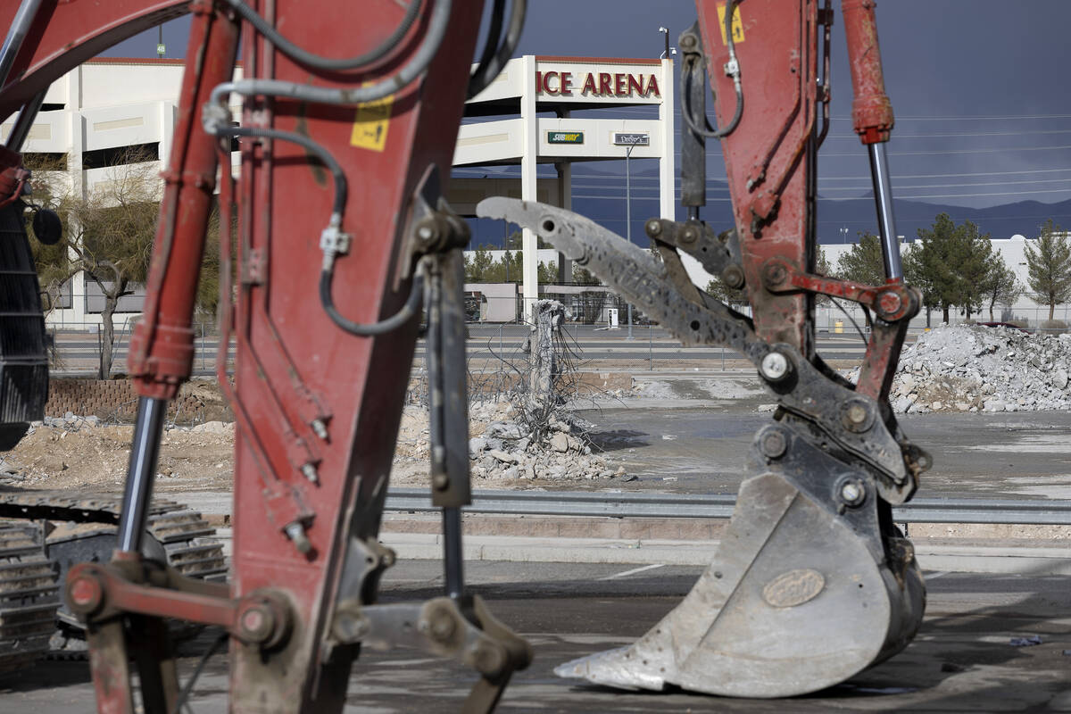 Heavy machinery and rubble at the now-demolished Texas Station property, across from the shutte ...