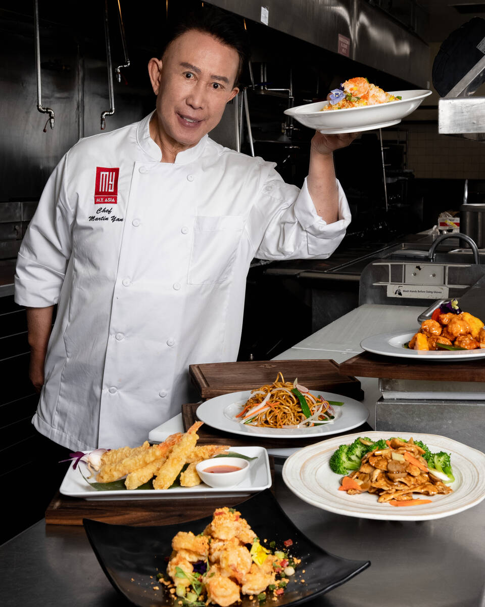 Chef Martin Yan presents dishes in the kitchen of M.Y. Asia, his new restaurant in Horseshoe La ...