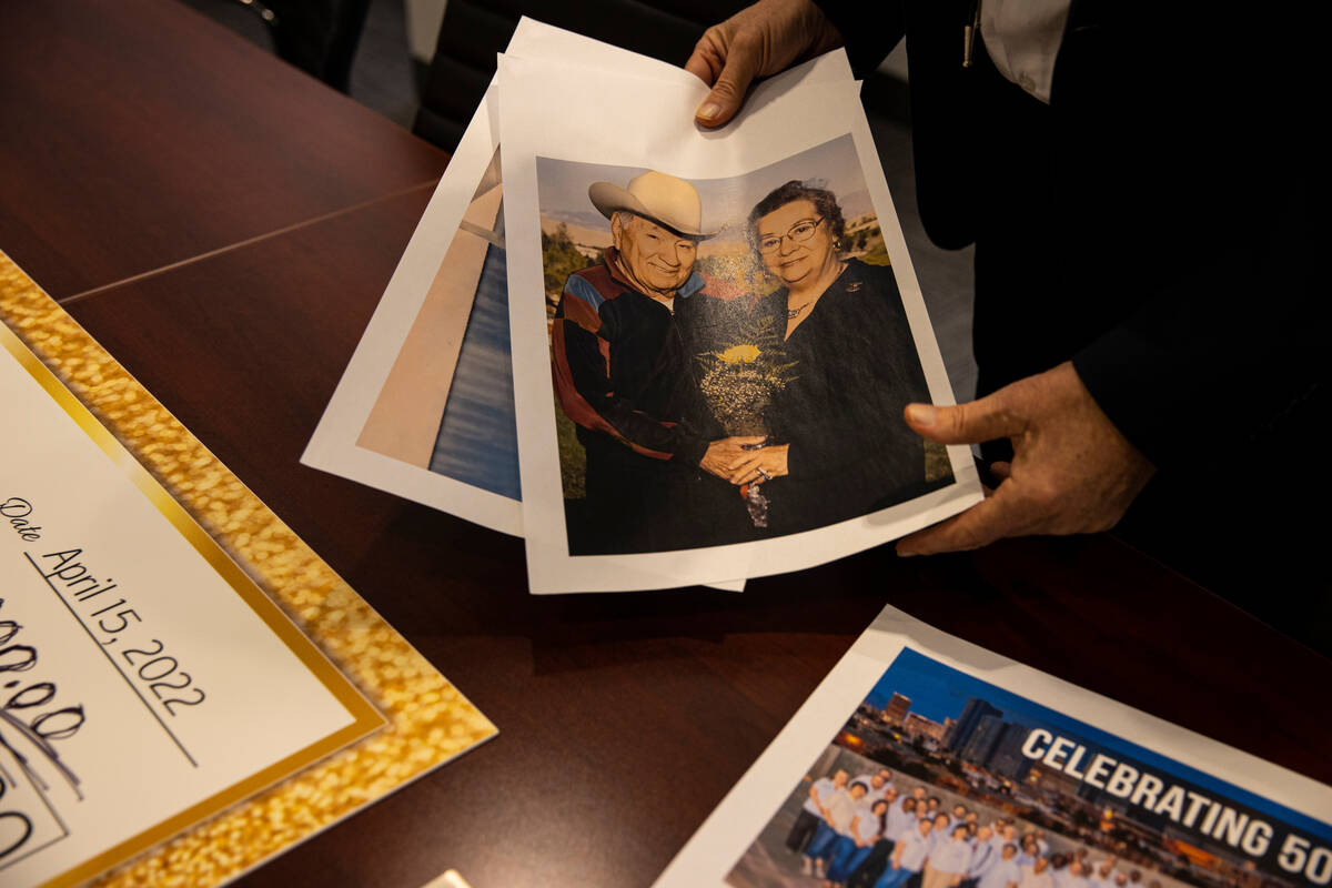 An image of Charlie and Phyllis M. Frias is seen displayed with other items from the Charles an ...