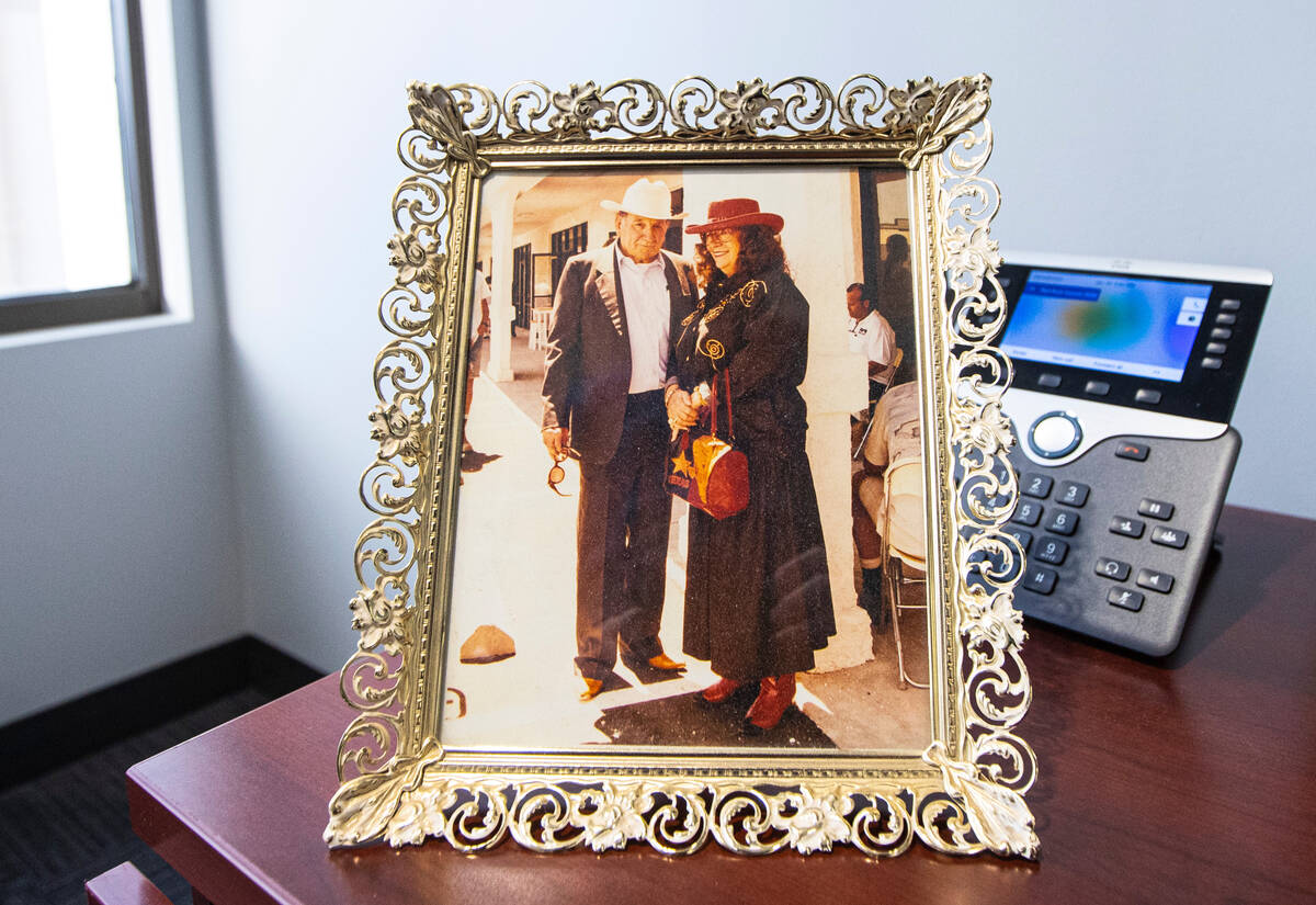 An image of Charlie and Phyllis M. Frias is seen displayed with other items from the Charles an ...