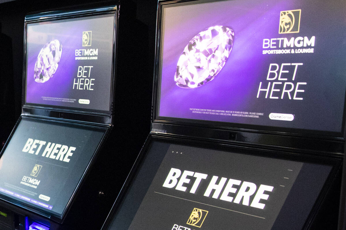 BetMGM Sportsbook kiosks are seen at The Cosmopolitan of Las Vegas on Monday, Aug. 22, 2022, in ...
