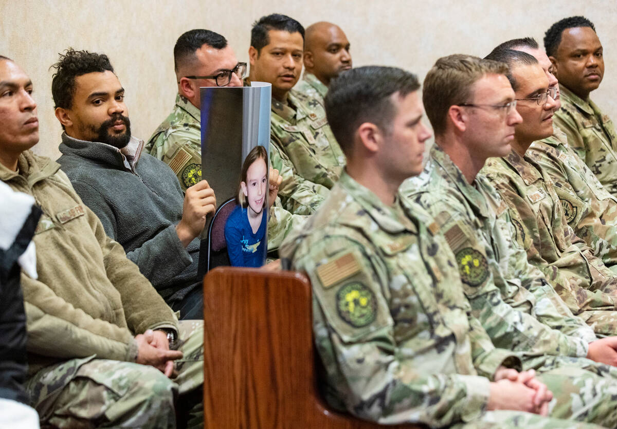 Airmen from Nellis Air Force Base attend the sentencing of Brandon Iglesias at North Las Vegas ...