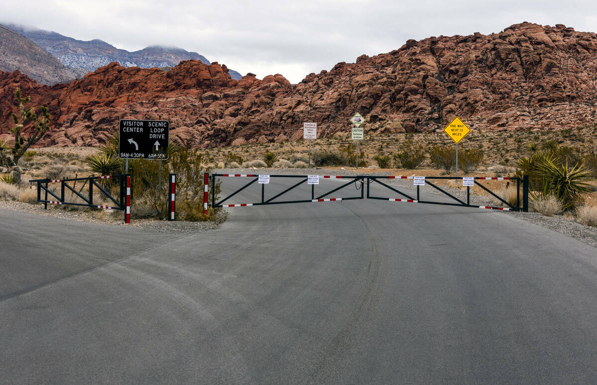The Red Rock Canyon National Conservation Area where scenic loop is temporarily closed to motor ...