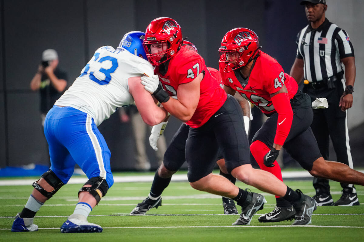 UNLV football player Ryan Keeler (No. 47). Photo courtesy of UNLV athletics.