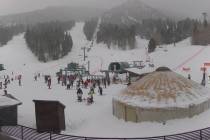 Skiers and snowboarders enjoy the Lee Canyon slopes about 10 a.m. Saturday, Feb. 25, 2023. Abou ...