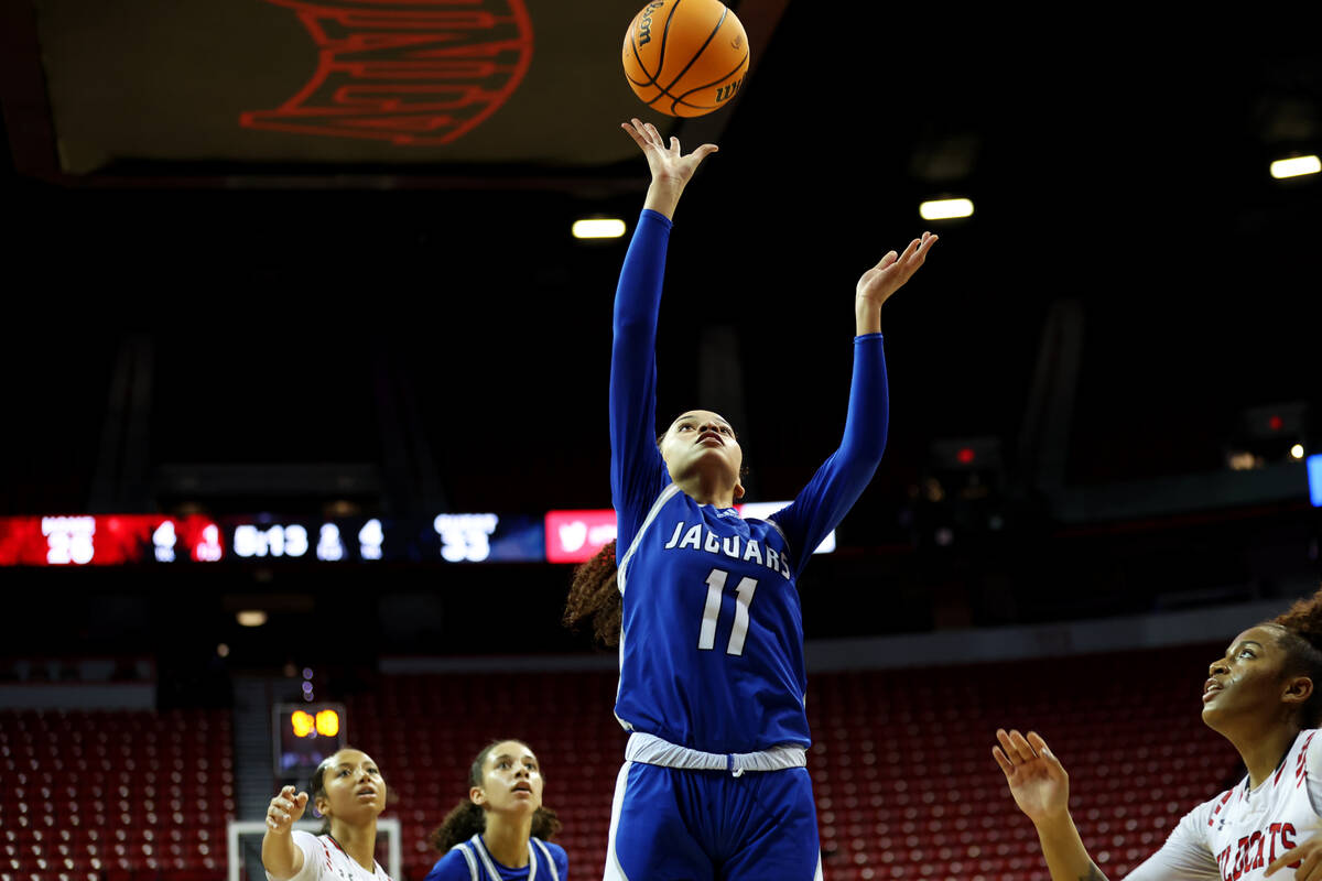 Desert Pines' Alanna Jackson (11) shoots the ball during the class 4A girls high school basket ...