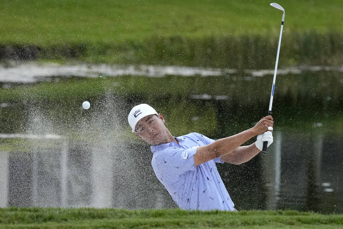 Justin Suh hits onto the 16th green during the second round of the Honda Classic golf tournamen ...