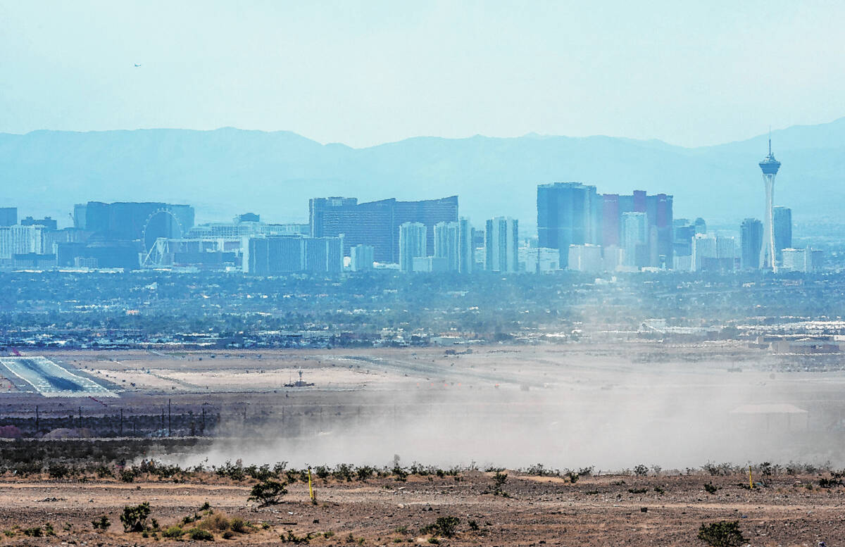 Wind gusts could reach 50 mph in areas outside the Las Vegas Valley on Monday, Feb. 27, 2023, a ...