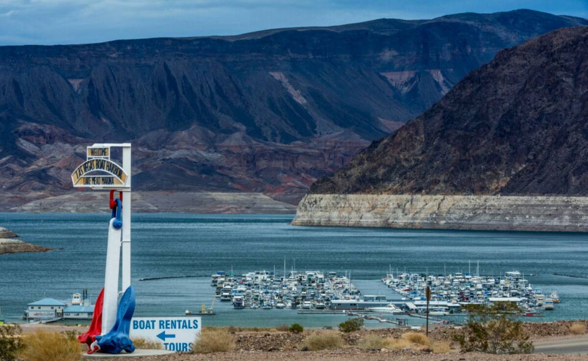 Las Vegas Boat Harbor and Lake Mead Marina, seen aLake Mead National Recreation Area in Decembe ...
