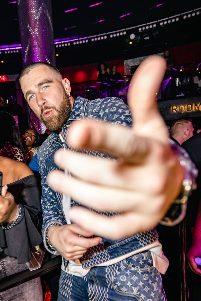Kansas City Chiefs tight end Travis Kelce is shown during Rick Ross's set at Drai's Nightclub o ...