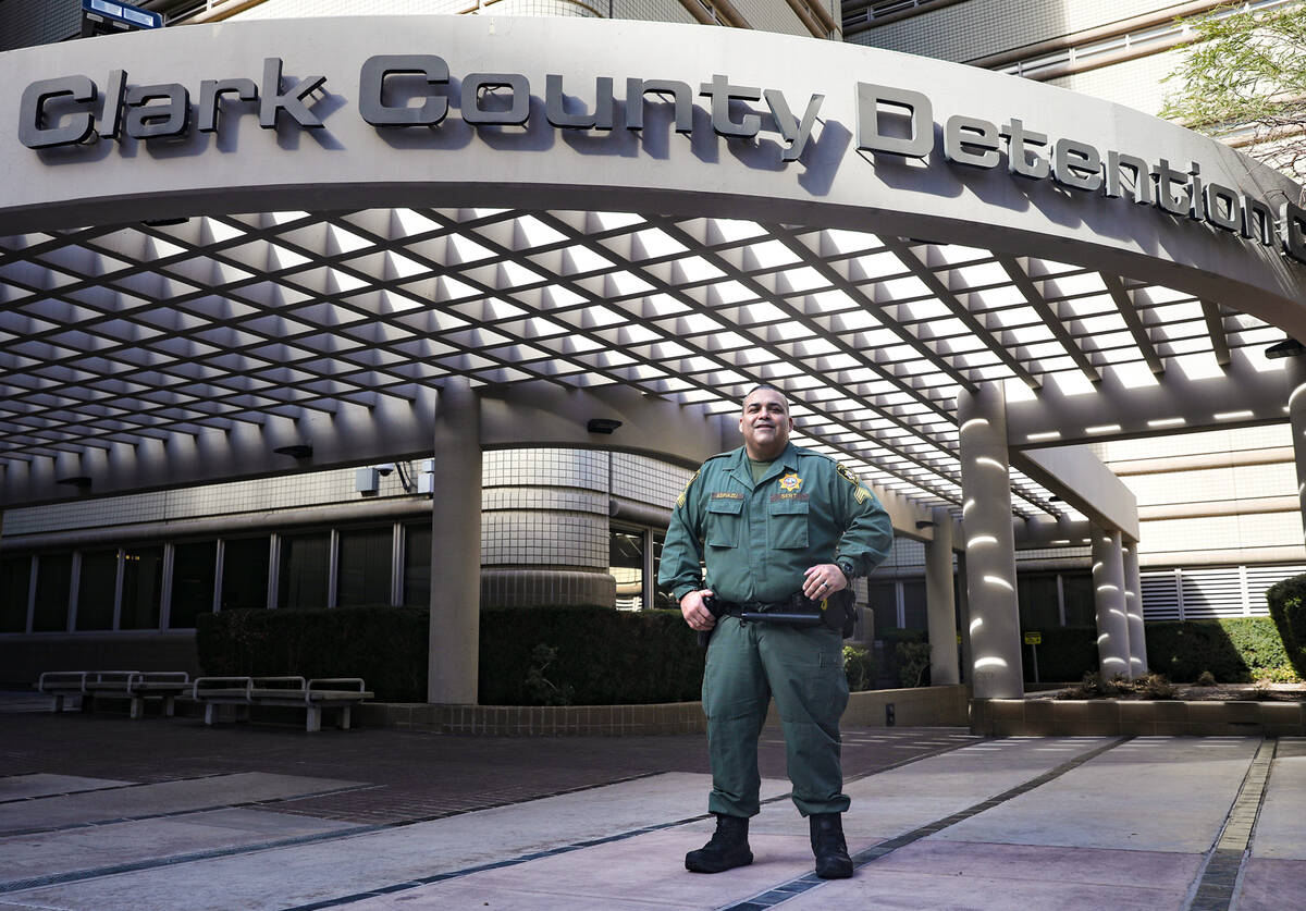 Sgt. David Aspiazu outside the Clark County Detention Center where he works in Las Vegas, Monda ...