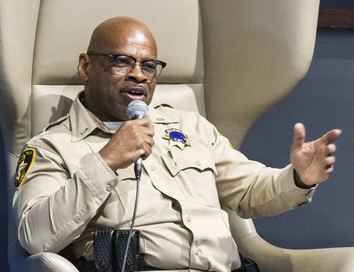 LVMPD Lt. Charles Jenkins, president, Black Police Officers Association, speaks during a panel ...
