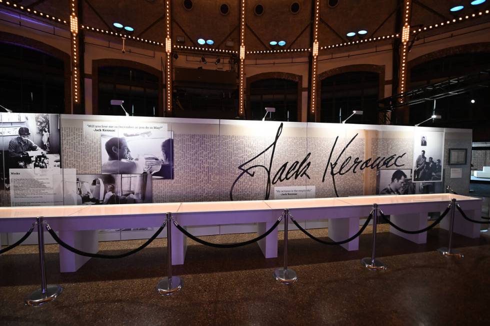 Sebuah pameran tentang penulis Jack Kerouac, termasuk gulungan besar tempat dia membuat tengaran...