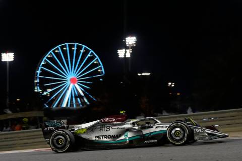 Mercedes driver Lewis Hamilton of Britain steers his car during the Bahrain Formula One Grand P ...