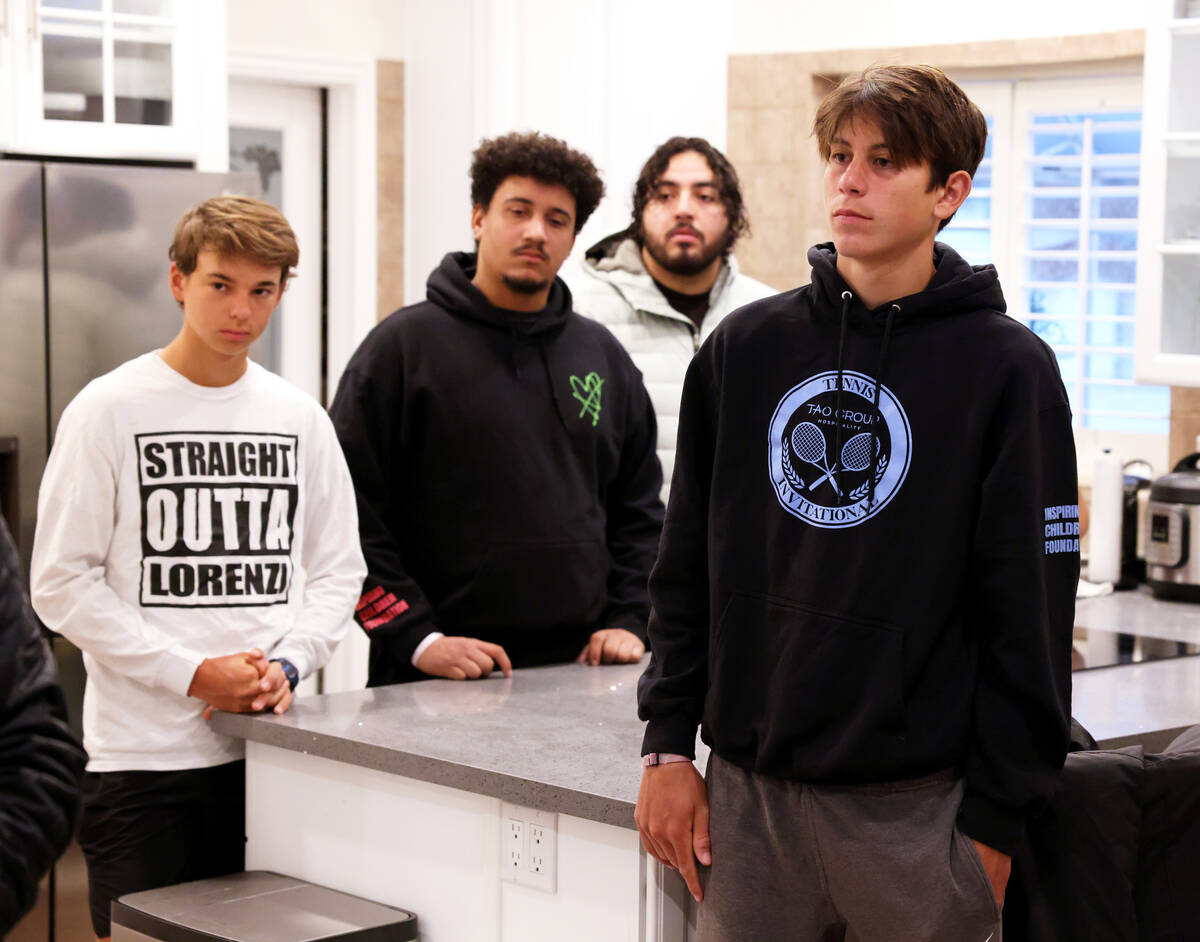 Program participants and staff members, including from left, Zakhar Bondarets 15, Hayden Huckf ...