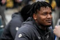 FILE - Georgia defensive lineman Jalen Carter speaks during media day ahead of the national cha ...
