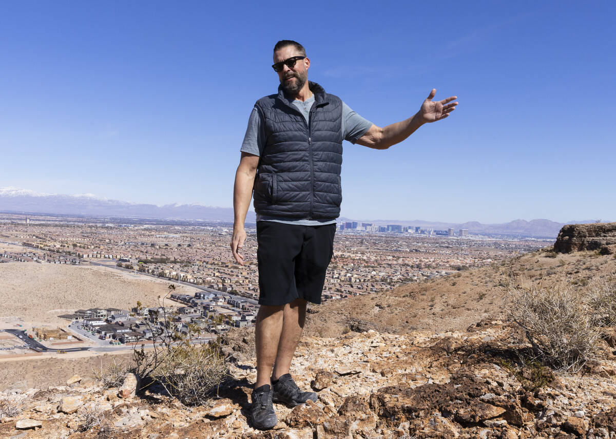 Matt Jones, 47, speaks about his artwork during an interview with the Review-Journal, on Thursd ...