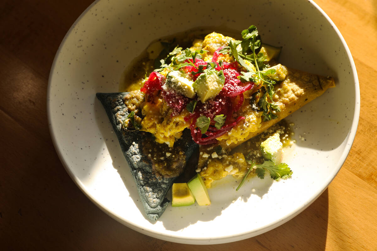 Black bean tetela from Milpa, a Mexican restaurant in the southwest Las Vegas valley, Thursday, ...