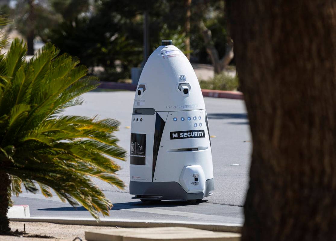 An autonomous, human-sized robot, M Bot, patrols M Resort's surface lots and property, on Frida ...