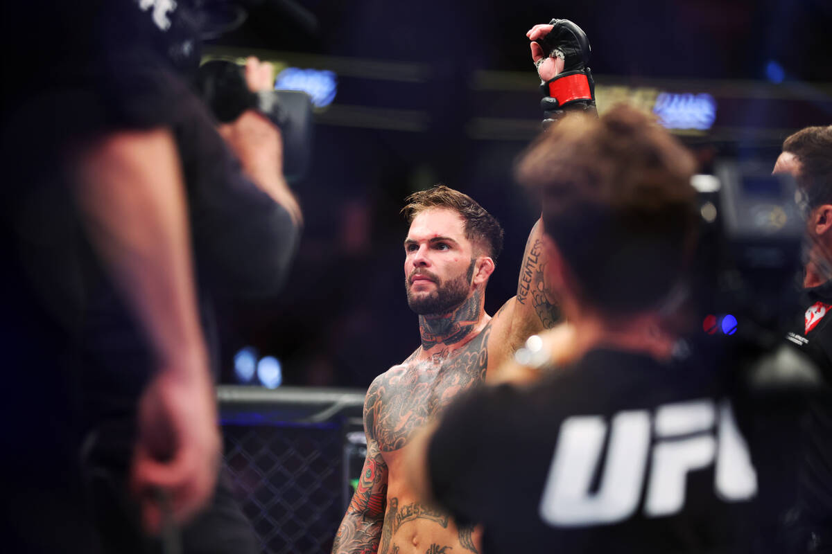 Cody Garbrandt is announced the winner by unanimous decision following a UFC 285 bantamweight f ...