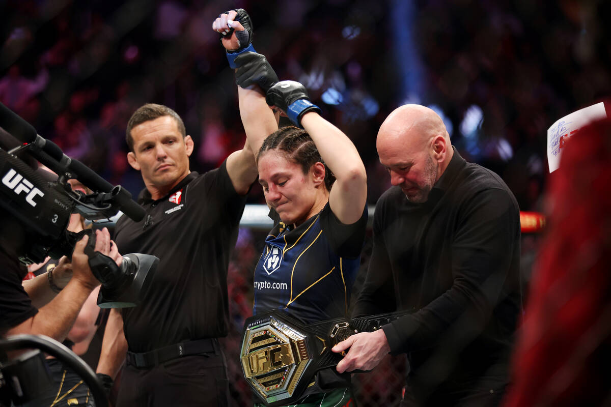 Alexa Grasso is announced as the new champion after her submission victory against Valentina Sh ...