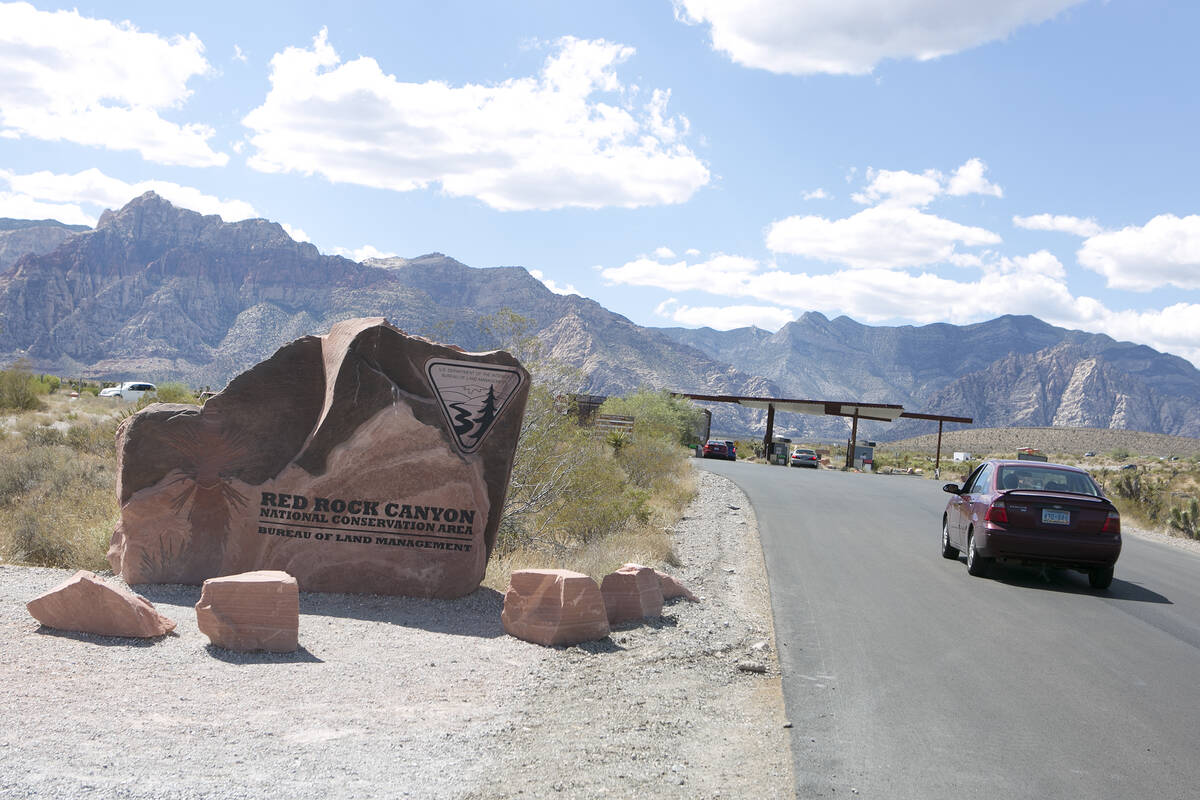 Visitors enter the scenic loop at Red Rock Canyon National Conservation Area on Tuesday, Aug. 2 ...