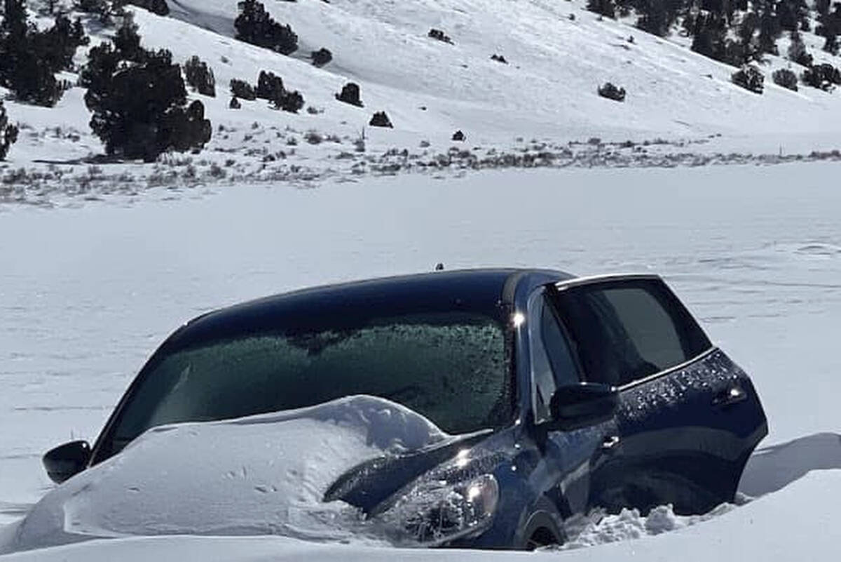 This March 2, 2023, image released by Inyo County Search and Rescue (InyoSAR) shows a vehicle p ...