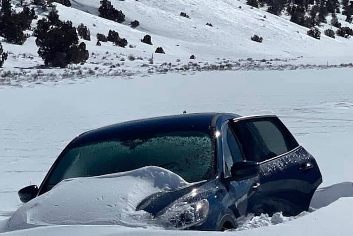 This March 2, 2023, image released by Inyo County Search and Rescue (InyoSAR) shows a vehicle p ...