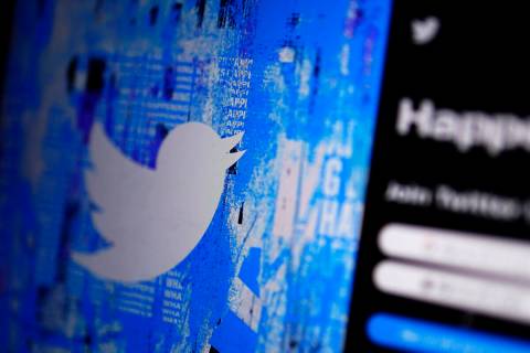 The Twitter splash page is seen on a digital device, Monday, April 25, 2022, in San Diego. Twi ...