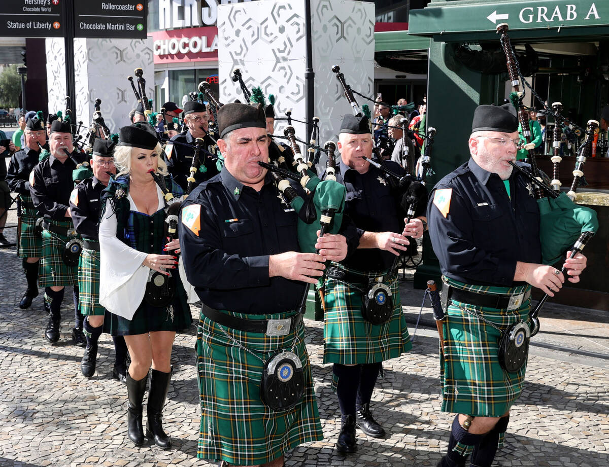 The Emerald Society Pipe Band celebrates St. Patrick’s Day during Celtic Feis at New York-New ...