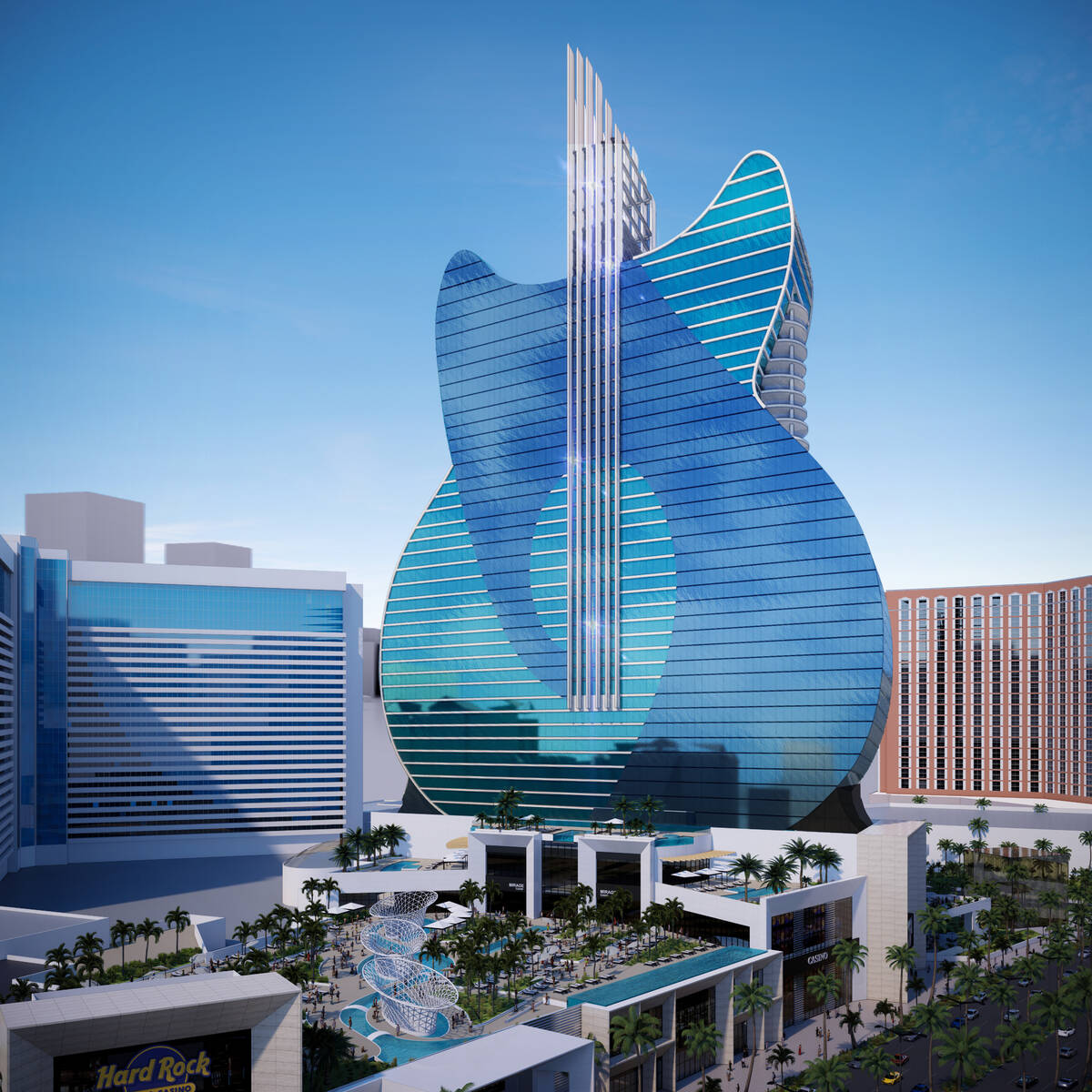 Pelmel Ejercicio mañanero Fuera de Guitar-shaped hotel tower on Las Vegas Strip heads to Clark County  Commission for vote | Las Vegas Review-Journal