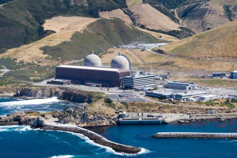 An aerial photo of the Diablo Canyon Nuclear Power Plant, south of Los Osos, in Avila Beach, Ca ...