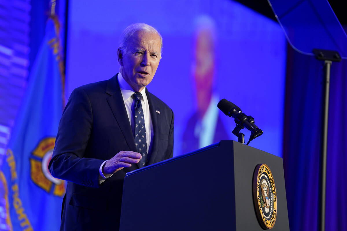 President Joe Biden speaks at the 2023 International Association of Fire Fighters Legislative C ...