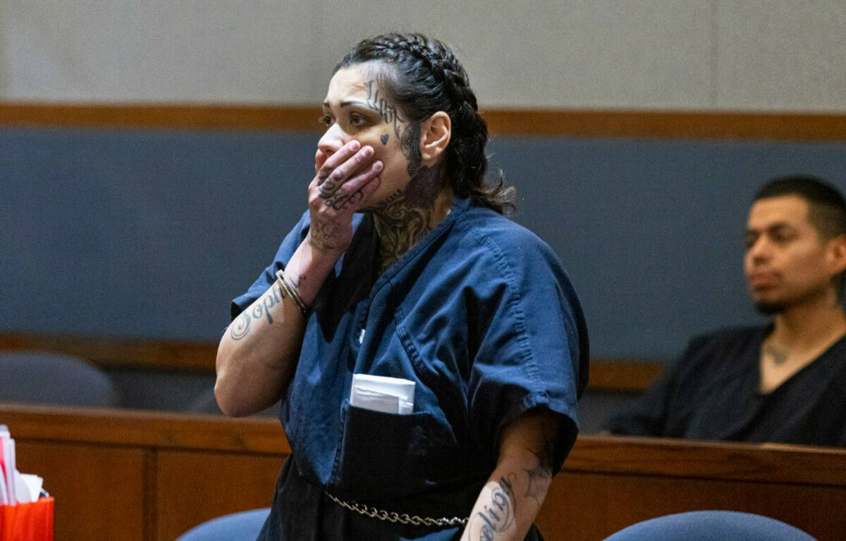 Kassandra Alvarez, 29, reacts as her bail is set at $750,000, during her bail hearing at the Re ...