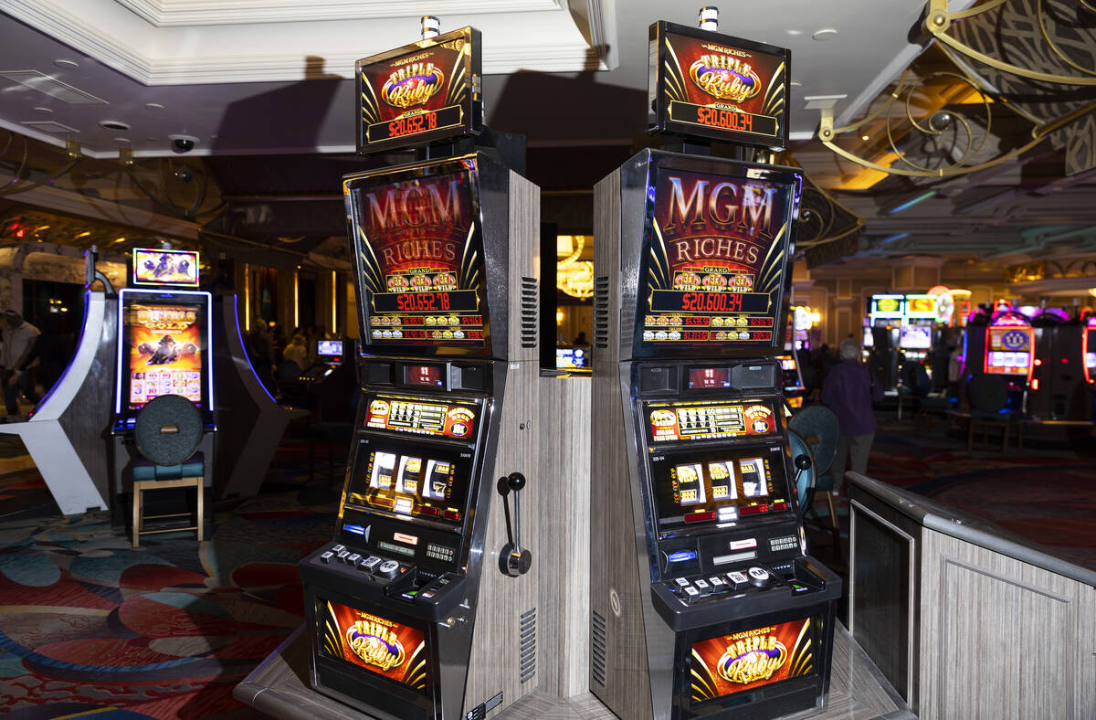 The new MGM Riches slot machines are seen inside of the Bellagio hotel-casino in Las Vegas, Thu ...