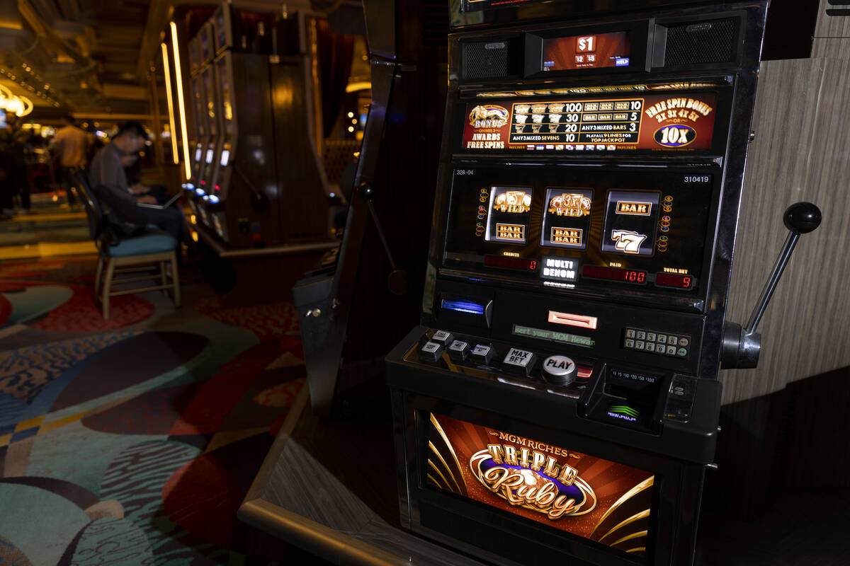 A new MGM Riches slot machine is seen inside of the Bellagio hotel-casino in Las Vegas, Thursda ...