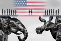Bipartisan agreement between the republican and democrat organiization as a symbol for a two pa ...