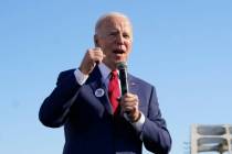 President Joe Biden speaks near the Edmund Pettus Bridge in Selma, Ala., Sunday, March 5, 2023. ...