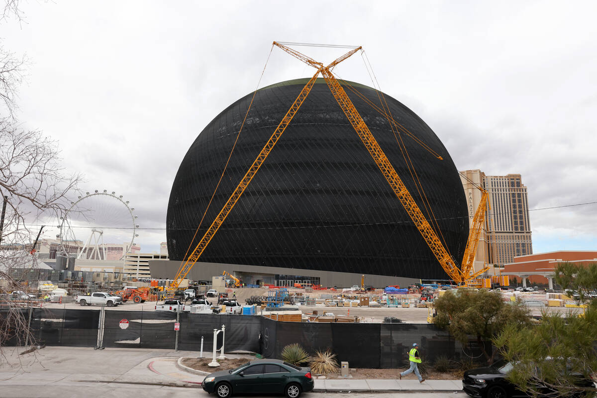 The MSG Sphere at The Venetian under construction in Las Vegas Friday, March 10, 2023. The new ...