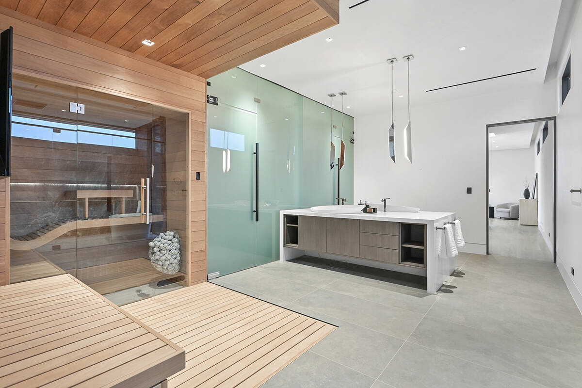 The large master bath features a small sauna. (Luxus Design Build)