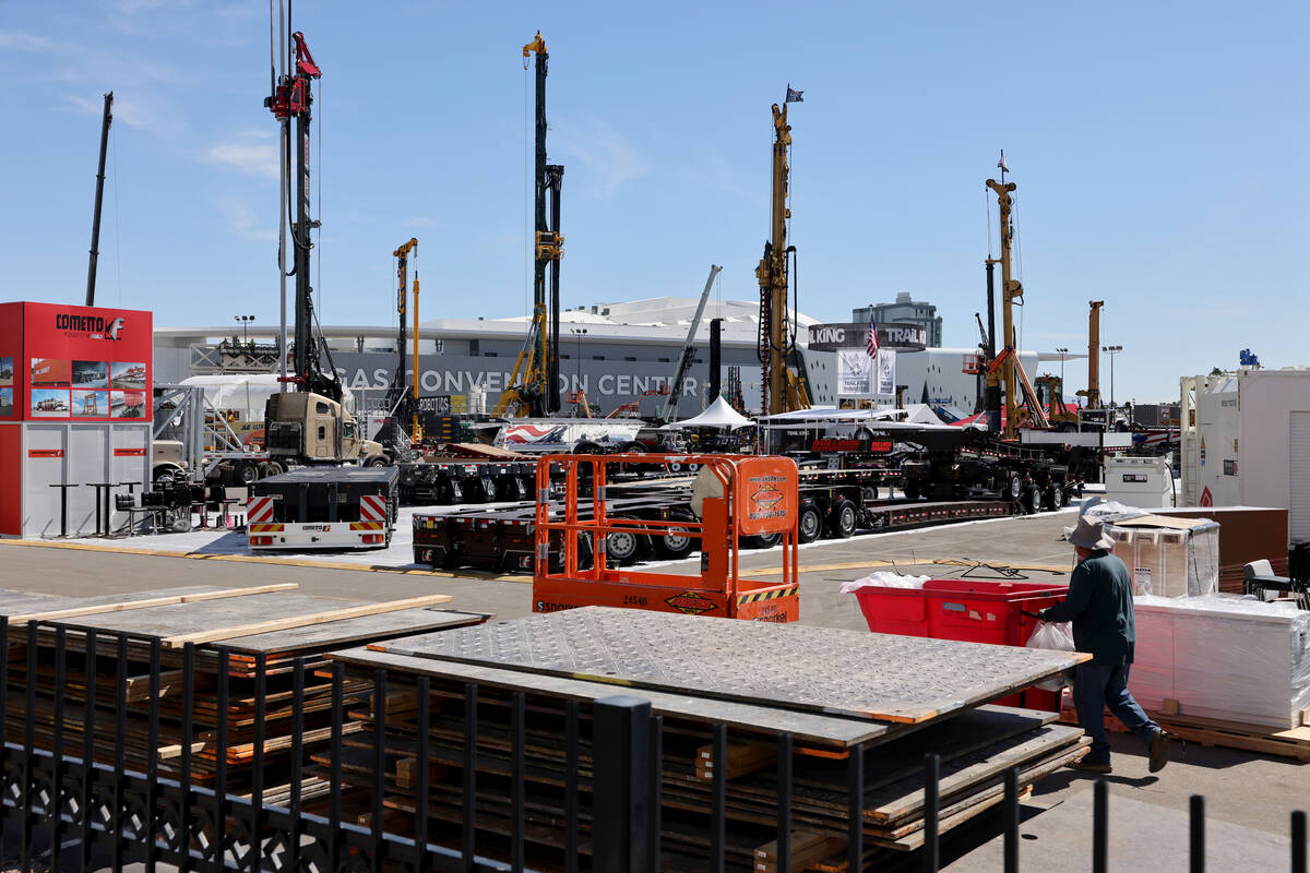 Preparations continue for the ConExpo-Con/Agg construction trade show in the Diamond lot outsid ...