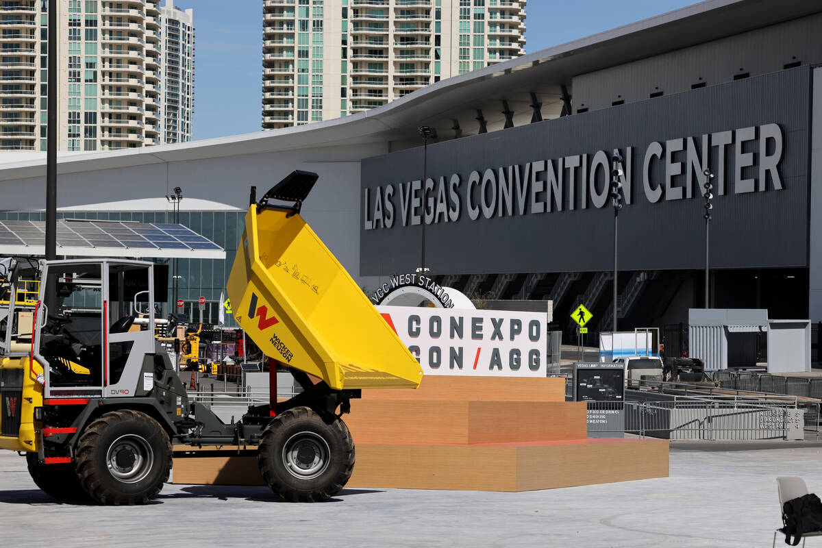 Preparations continue for the ConExpo-Con/Agg construction trade show in the Diamond lot outsid ...